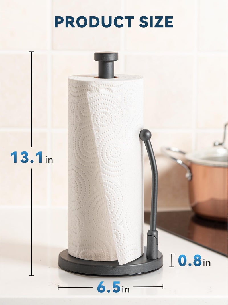 SMARTAKE Paper Towel Holder, Paper Towel Dispenser Standing Weighted Base Non Slip, Spring Arm for Easy Tear, Stainless Steel Paper Towel Holder for Home Kitchen Countertop Tabletop, Metallic Gray - Image 4