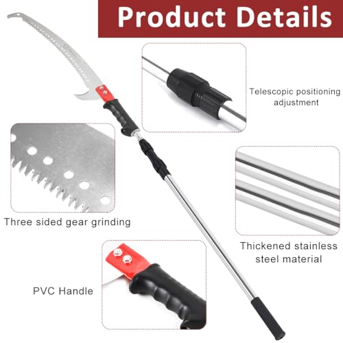 Optifit® Telescopic Manual Pruning Saw - 9.8FT Extendable Stainless Steel Pole Saw with Curved Hooked Blade - Manual Tree Pruner for Thick Branches - Image 3
