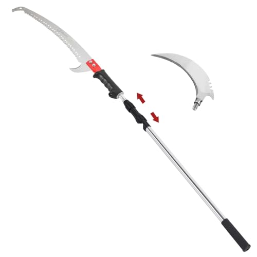 Optifit® Telescopic Manual Pruning Saw - 9.8FT Extendable Stainless Steel Pole Saw with Curved Hooked Blade - Manual Tree Pruner for Thick Branches - Image 1