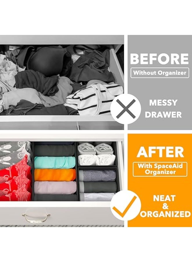 DUNISO 12 Pcs Clothes Drawer Organisers，Foldable Underwear Drawer Organizer and Closet Dividers，Storage Dresser Drawer Dividers，for Clothes, Socks, Bras, Underwear, Towels, Leggings, Jeans and Sweaters，Black - Image 3