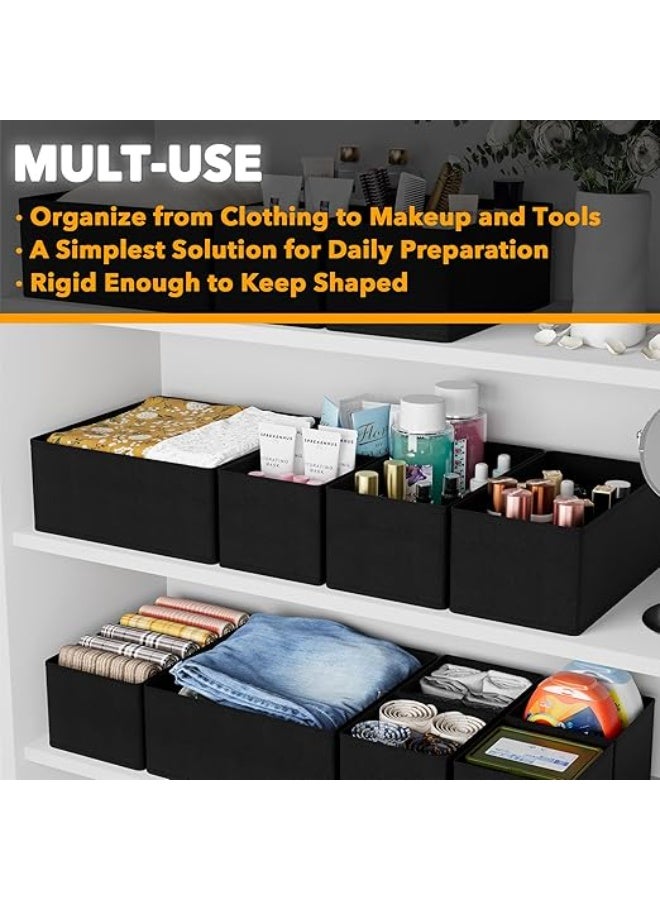 DUNISO 12 Pcs Clothes Drawer Organisers，Foldable Underwear Drawer Organizer and Closet Dividers，Storage Dresser Drawer Dividers，for Clothes, Socks, Bras, Underwear, Towels, Leggings, Jeans and Sweaters，Black - Image 5