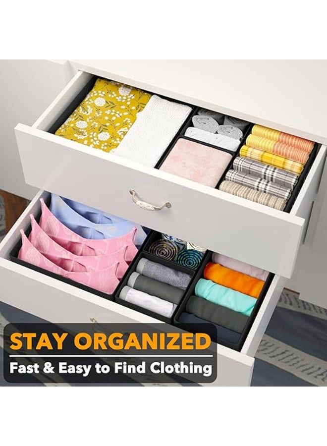 DUNISO 12 Pcs Clothes Drawer Organisers，Foldable Underwear Drawer Organizer and Closet Dividers，Storage Dresser Drawer Dividers，for Clothes, Socks, Bras, Underwear, Towels, Leggings, Jeans and Sweaters，Black - Image 4