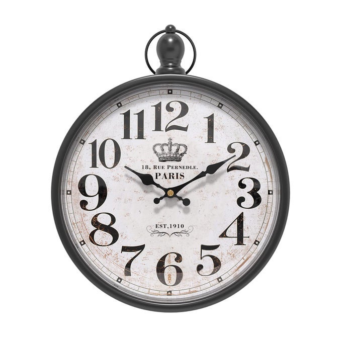 RETRO ROUND WALL CLOCK BLACK VINTAGE ANTIQUE STYLE DECOR WALL CLOCKS FOR KITCHENFARMHOUSEBEDROOMBATHROOMOFFICE 118 H X 93 W