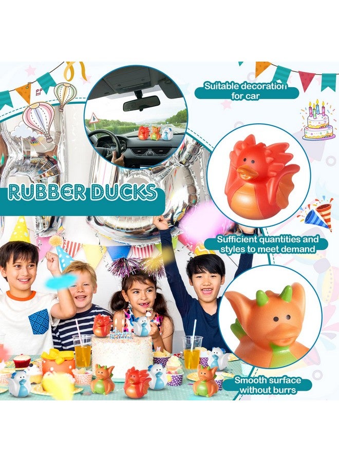 DEEKIN 24 Pcs Dragon Rubber Duck 2 Inch Rubber Ducks Cute Rubber Duck Bath Toy Small Duck Toy Floating Mini Ducks Bulk for Dragon Birthday Party Favor Gifts Summer Beach Pool Decorations, 3 Styles - Image 5