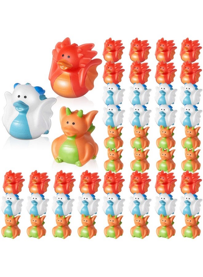 DEEKIN 24 Pcs Dragon Rubber Duck 2 Inch Rubber Ducks Cute Rubber Duck Bath Toy Small Duck Toy Floating Mini Ducks Bulk for Dragon Birthday Party Favor Gifts Summer Beach Pool Decorations, 3 Styles - Image 1