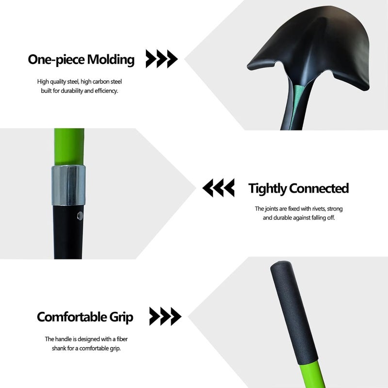FORCOLID Shovel for Digging, Heavy Duty Gardening Shovel 57 Inch Straight Handle Round Blade with Non-Slip Tail Cover, Lawn and Yard Tools, Fiberglass Handle(Green) - Image 4