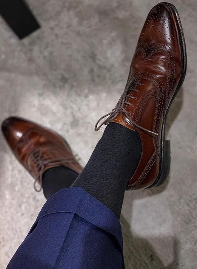 DUNISO 5 Pairs Men's Dress Socks，Mens Cotton Calf Business Formal Socks Soft Breathable Athletic Long Crew Casual Socks，Black  - Image 5
