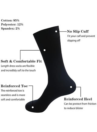 5 Pairs Men's Dress Socks，Mens Cotton Calf Business Formal Socks Soft Breathable Athletic Long Crew Casual Socks，Black - view 2