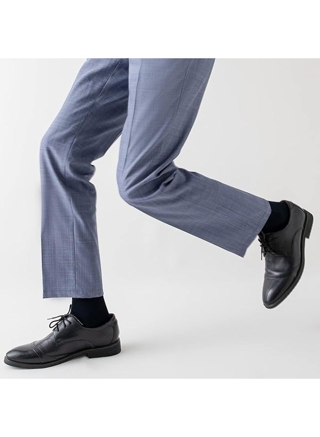 DUNISO 5 Pairs Men's Dress Socks，Mens Cotton Calf Business Formal Socks Soft Breathable Athletic Long Crew Casual Socks，Black  - Image 4