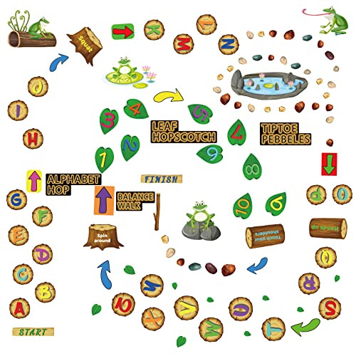 gisgfim 115 Pieces Alphabet and Number DIY Hopscotch Education Floor Decal Jungle Hopping Game Wooden Logs Decals Hopscotch Game for Baby Kids Room Nursery Classroom Play Room - Image 4