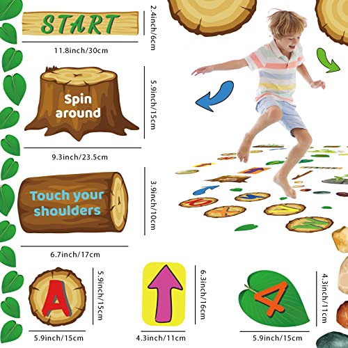 gisgfim 115 Pieces Alphabet and Number DIY Hopscotch Education Floor Decal Jungle Hopping Game Wooden Logs Decals Hopscotch Game for Baby Kids Room Nursery Classroom Play Room - Image 2