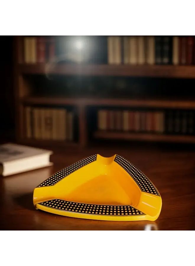 Ceramic Triangular Cigarette Ashtray with Lid One Touch Operation Spill Proof Easy Clean - Image 2