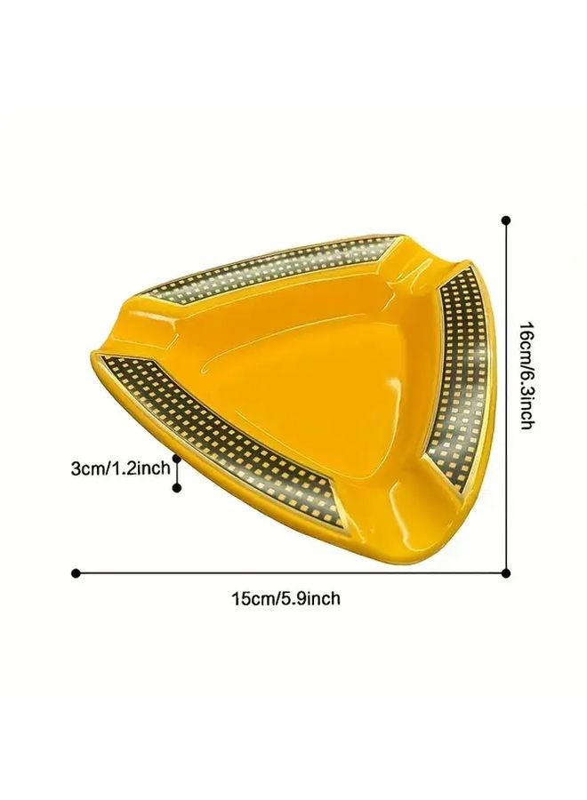 Ceramic Triangular Cigarette Ashtray with Lid One Touch Operation Spill Proof Easy Clean - Image 4