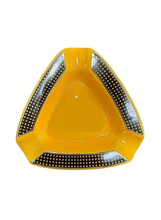 Ceramic Triangular Cigarette Ashtray with Lid One Touch Operation Spill Proof Easy Clean - Image 1