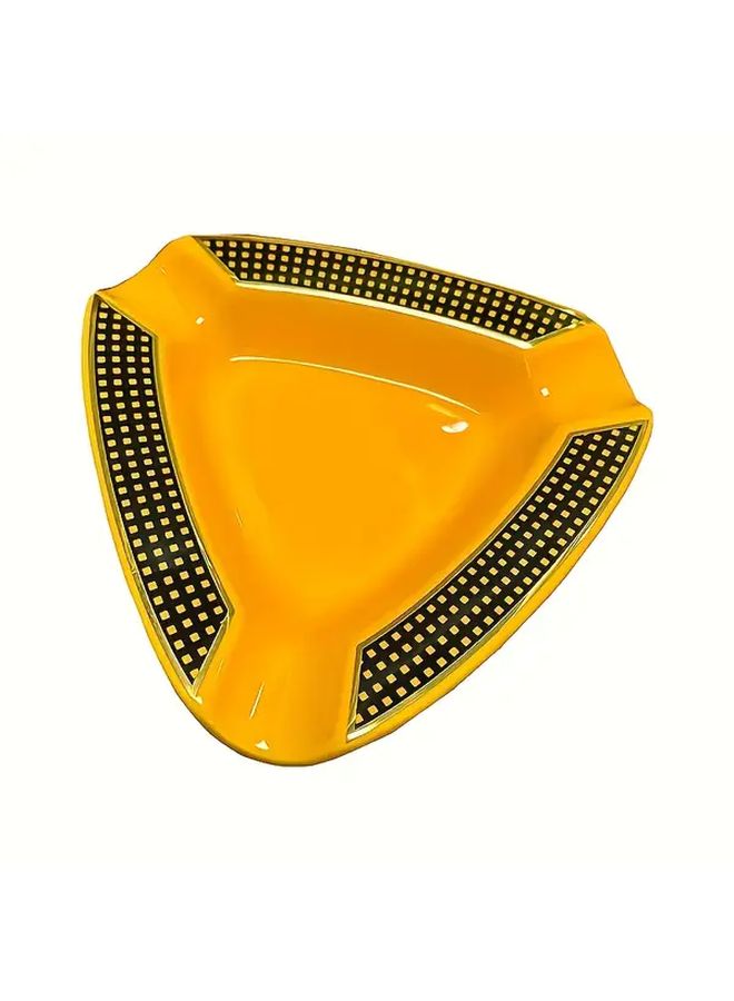 Ceramic Triangular Cigarette Ashtray with Lid One Touch Operation Spill Proof Easy Clean - Image 3