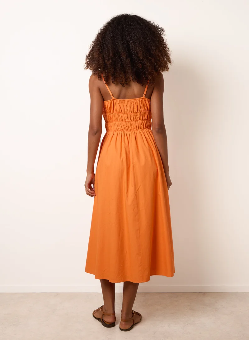Blue Vanilla Ruched Binding Strappy Midi Dress