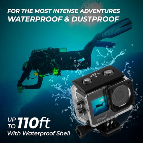 IZI ONE Plus 5K 48MP Action Camera - 6-Axis Gyro Stabilization, 110ft Waterproof, Vlogging, 170° FOV, WiFi, Dual Screen Video Camera, 2X 1350mAh Batteries, Fast C-Type Charge HQ External Mic. - Image 3
