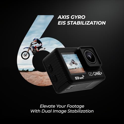 IZI ONE Plus 5K 48MP Action Camera - 6-Axis Gyro Stabilization, 110ft Waterproof, Vlogging, 170° FOV, WiFi, Dual Screen Video Camera, 2X 1350mAh Batteries, Fast C-Type Charge HQ External Mic. - Image 4