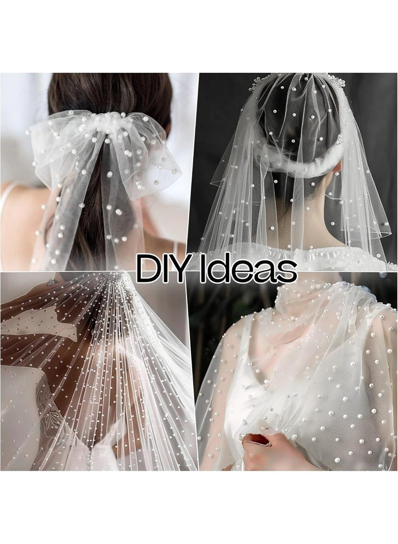 سكينة مفرش طاولة من التل مع لؤلؤ، شرشف طاولة دانتيل شفاف مزين بالخرز، مفرش طاولة بوهيمي ريفي، مفارش طاولات ضيافه لحفلات الزفاف وأعياد الميلاد وحفلات العرائس - Image 4