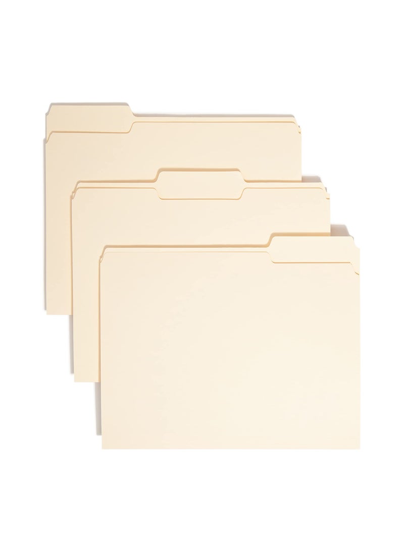 Smead Smead File Folder, 1/3-Cut Tab, Assorted Positions, Letter Size, Manila, 100 per Box (10330)  - Image 1
