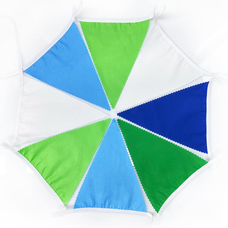pinkblume 32Ft Golf Party Decorations Blue Green Fabric Triangle Banner Flag Banner Pennant Garland Streamers for Hole in One Wedding Birthday Baby Shower Home Outdoor Garden Masters Golf Party Decoration - Image 2