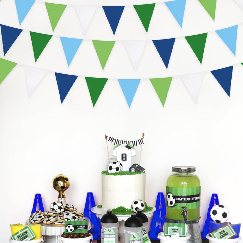 pinkblume 32Ft Golf Party Decorations Blue Green Fabric Triangle Banner Flag Banner Pennant Garland Streamers for Hole in One Wedding Birthday Baby Shower Home Outdoor Garden Masters Golf Party Decoration - Image 5