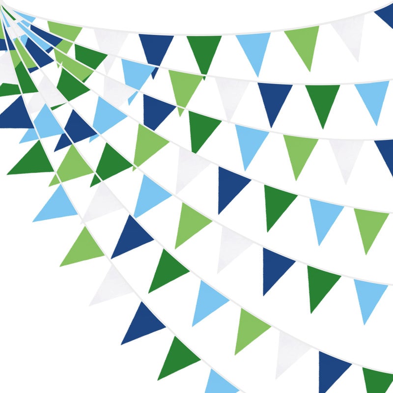 pinkblume 32Ft Golf Party Decorations Blue Green Fabric Triangle Banner Flag Banner Pennant Garland Streamers for Hole in One Wedding Birthday Baby Shower Home Outdoor Garden Masters Golf Party Decoration - Image 1