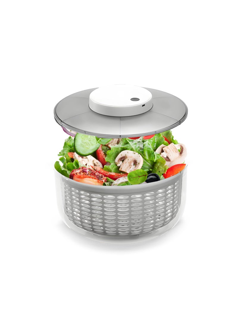 X الإصدار دوارة سلطة كبيرة أوتوماتيكية سعة 6 لتر للخضروات والفواكه متعددة الوظائف، دوارة سلطة الخس ومجفف، تصميم قاعدة غير قابلة للانزلاق، أدوات المطبخ باللون الأبيض - Image 1
