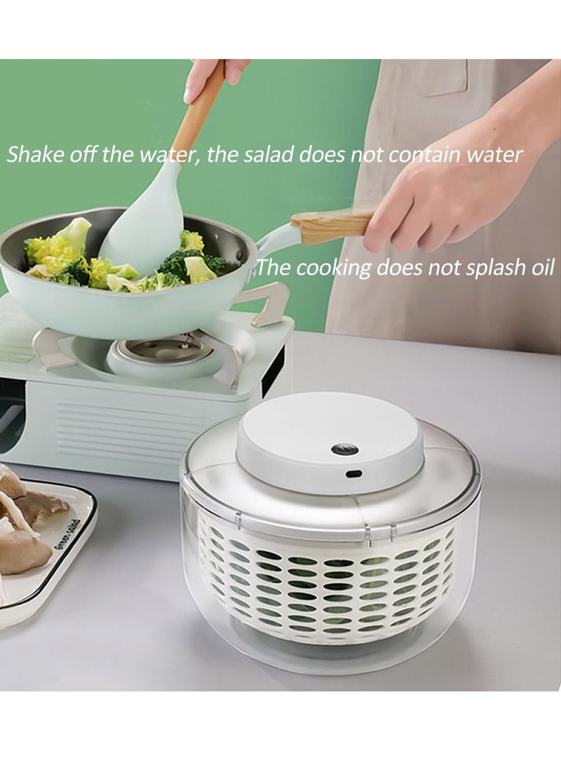X الإصدار دوارة سلطة كبيرة أوتوماتيكية سعة 6 لتر للخضروات والفواكه متعددة الوظائف، دوارة سلطة الخس ومجفف، تصميم قاعدة غير قابلة للانزلاق، أدوات المطبخ باللون الأبيض - Image 2