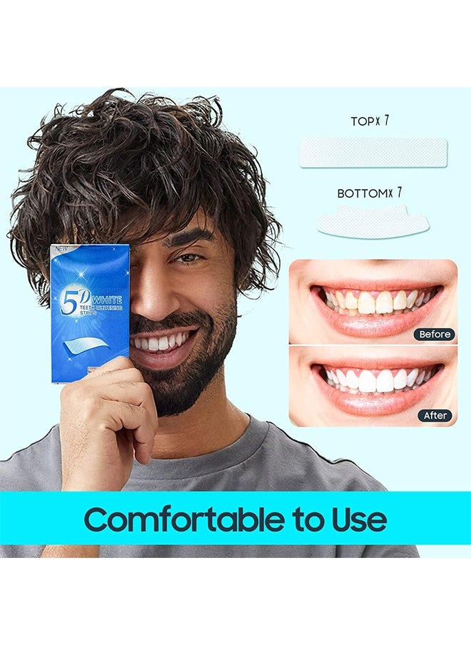 5D White Teeth Whitening Strips, For Reduce Teeth Sensitive, Teeth Whitener Clean Teeth Safely, Effectively Remove Coffee, Tobacco Stains, Professional And Safe White Strips (7 Sets)