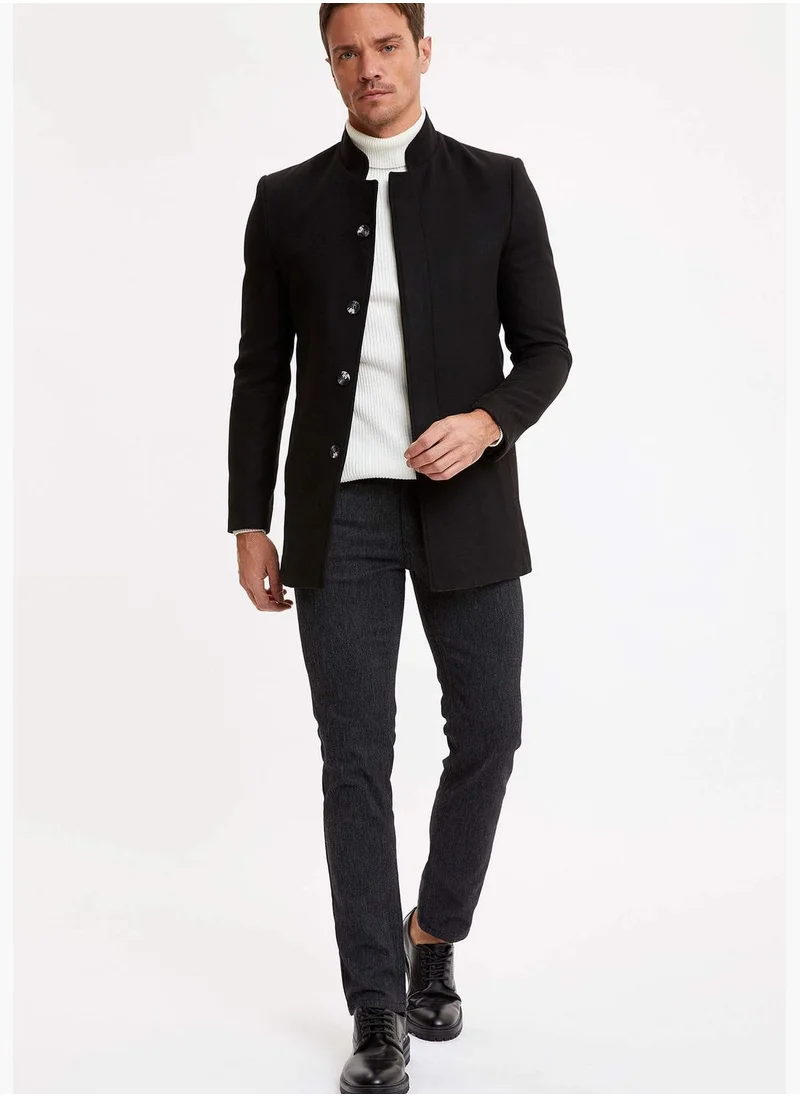 DeFacto Man Slim Fit Stand- Up Collar Coat/Parka