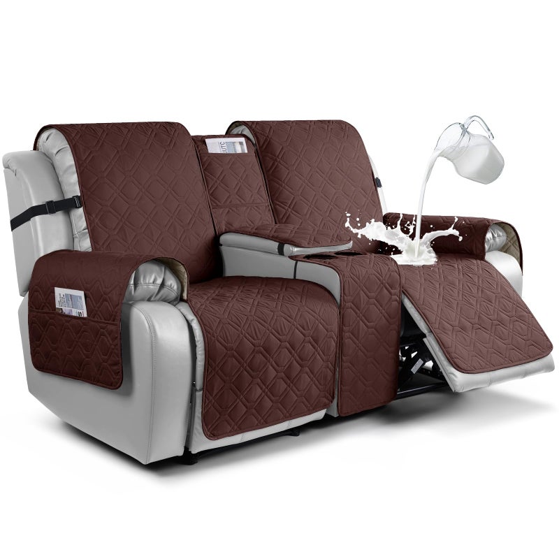 VANSOFY Loveseat Recliner Cover with Console 100 Waterproof Sofa Slipcovers NonSlip Reclining Couch Cover Split Sofa Covers Furniture Protector for Pets DogsCoffee