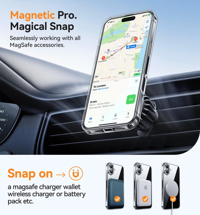 كانشن حافظة CANSHN مغناطيسية لهاتف iPhone 16 Plus شفافة، مطورة [حماية كاملة للكاميرا] [متوافقة مع Magsafe] حافظة هاتف واقية مضادة للصدمات غير صفراء مقاس 6.7 بوصات - شفافة - Image 5