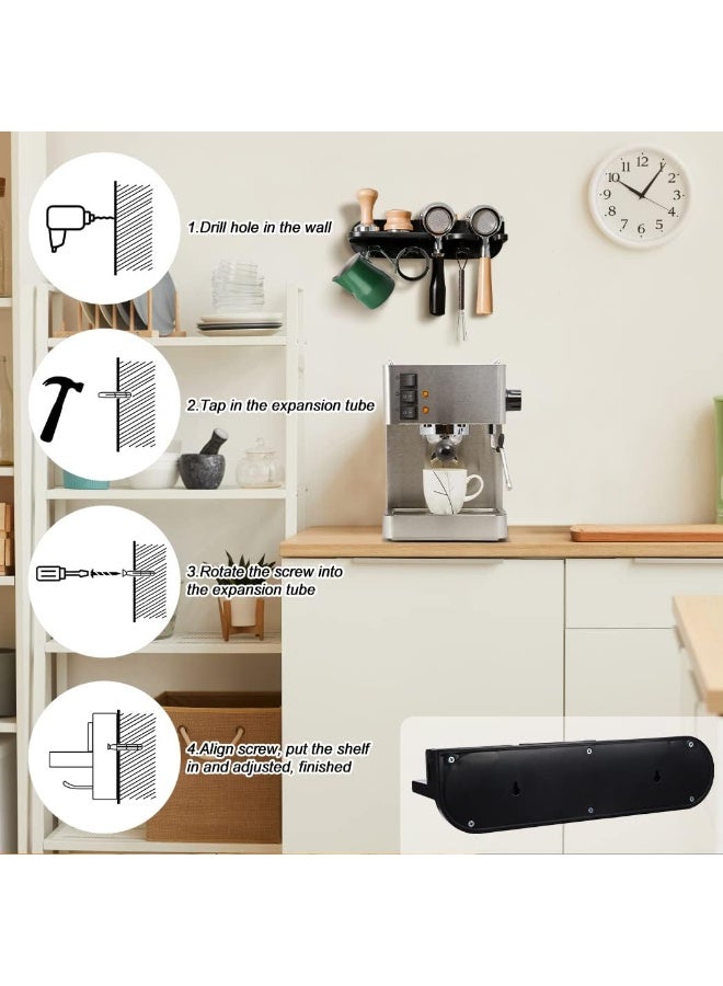 فورتي حامل دك الإسبريسو، منظم محطة القهوة المثبتة على الحائط، موزع القهوة ومدك 54 مم، حامل فلتر القهوة، رفوف الحائط، منظم ملحقات الإسبريسو، رف للبار والمنزل والمكتب - Image 5