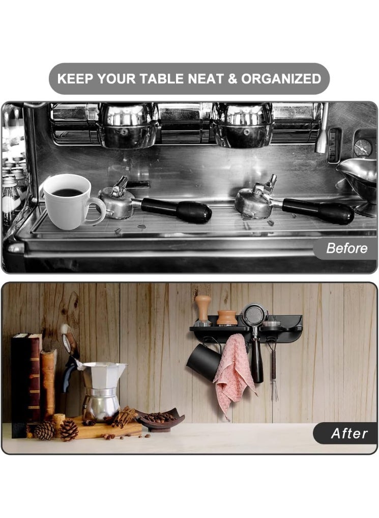 فورتي حامل دك الإسبريسو، منظم محطة القهوة المثبتة على الحائط، موزع القهوة ومدك 54 مم، حامل فلتر القهوة، رفوف الحائط، منظم ملحقات الإسبريسو، رف للبار والمنزل والمكتب - Image 4