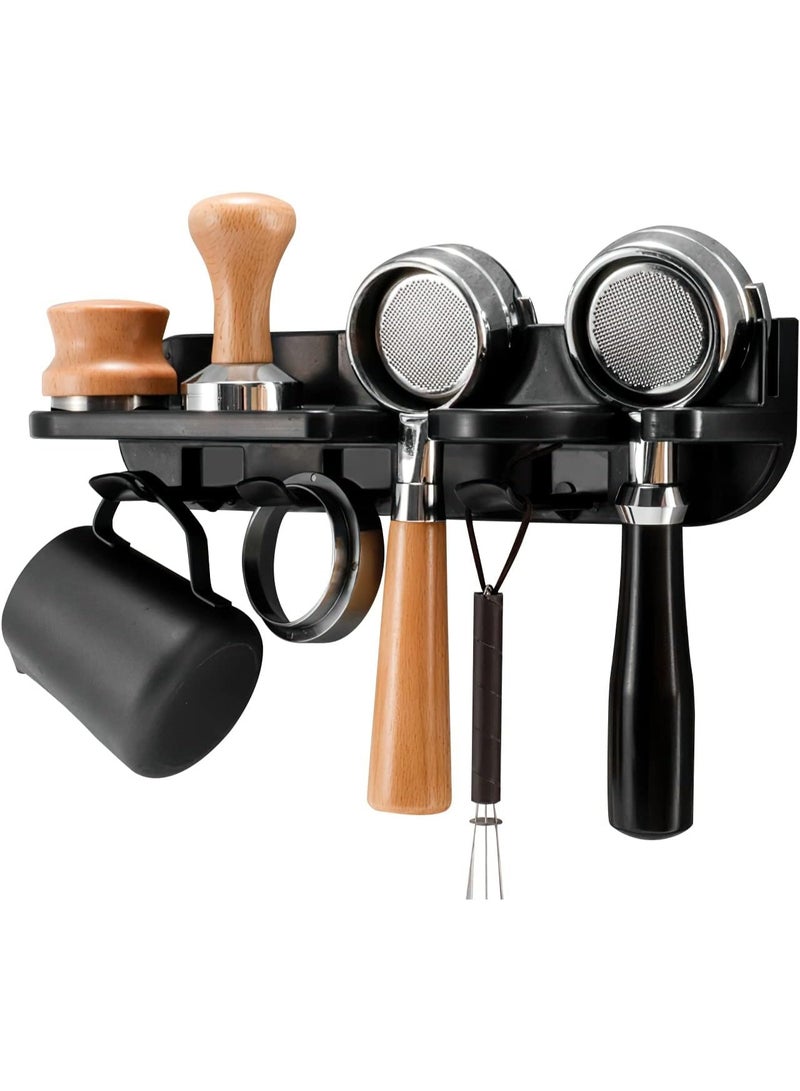 فورتي حامل دك الإسبريسو، منظم محطة القهوة المثبتة على الحائط، موزع القهوة ومدك 54 مم، حامل فلتر القهوة، رفوف الحائط، منظم ملحقات الإسبريسو، رف للبار والمنزل والمكتب - Image 1