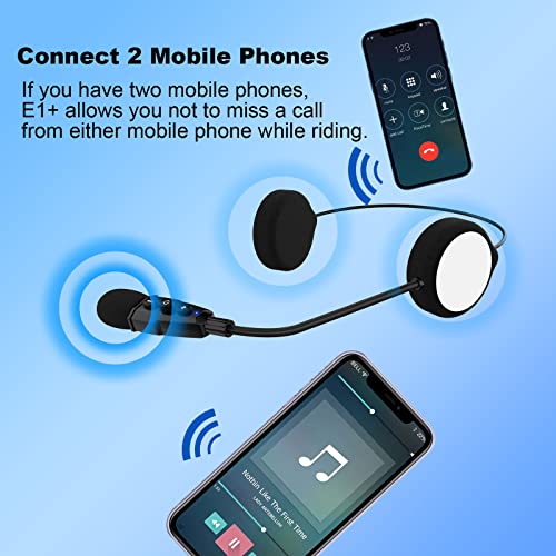 EJEAS E1+ Motorcycle Helmet Bluetooth 5.1 Headset, Hands-Free Motorcycle Bluetooth Communication System Headset with CVC Noise Reduction Function/3D Sound Effect/Automatic Answering - Image 4