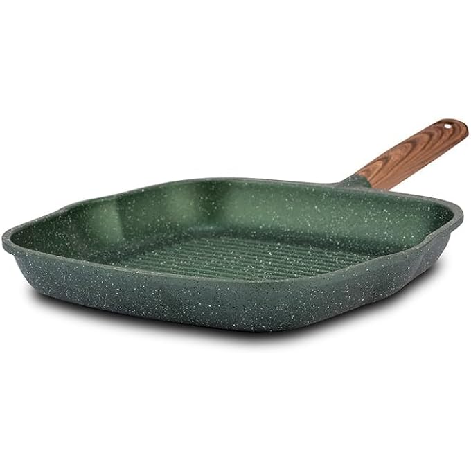 NAVA Omega Die Cast Aluminum Grill Pan With Nonstick Stone Coating 28 Cm Size Green - Image 3