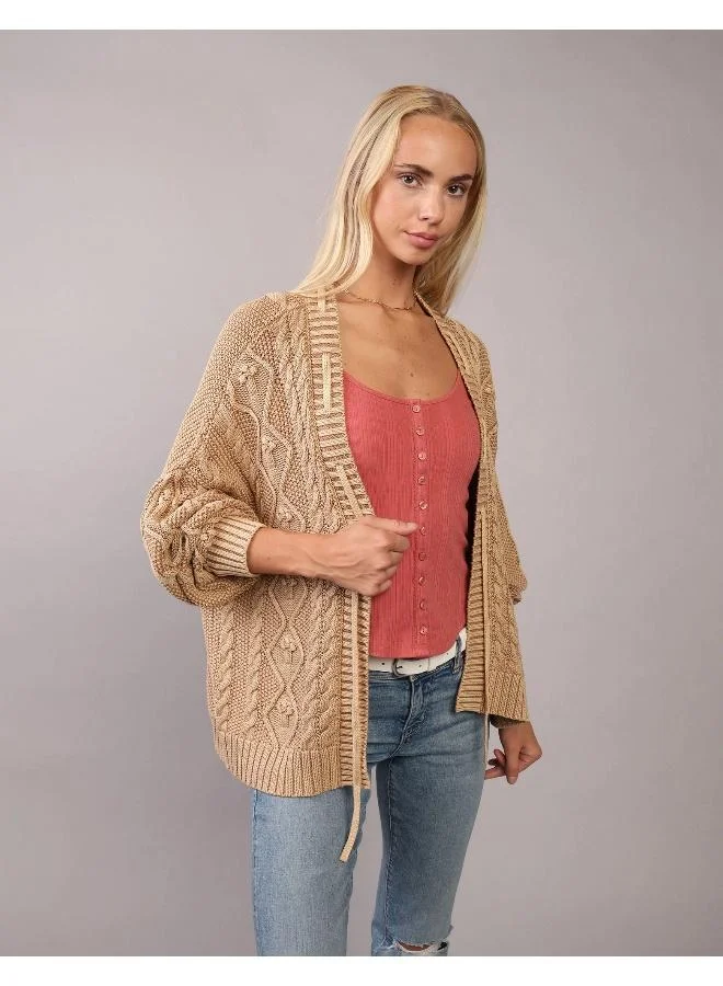 American Eagle AE Open Front Cable Cardigan