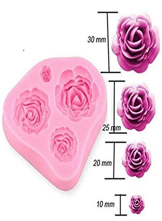 SUNKOOL Roses Mold Flower Silicone Cake Molds Chocolate Sugarcraft Decorating Fondant Fimo Tools 4 Size Pink 2 Piece - Image 3