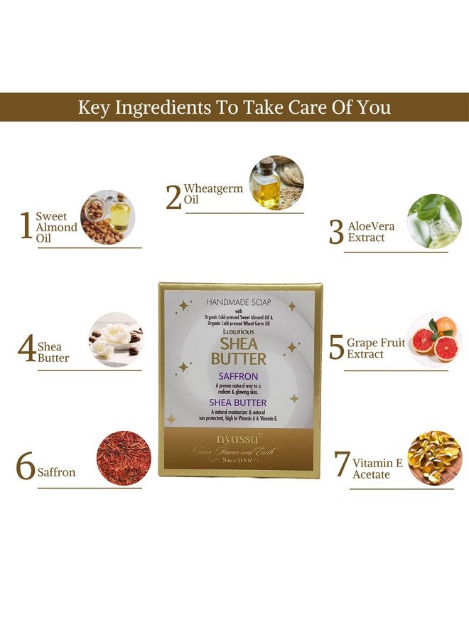 Nyassa Shea Butter Natural Handmade Bathing Soap | Saffron & Shea Butter | All Skin Type 150gm - Image 3