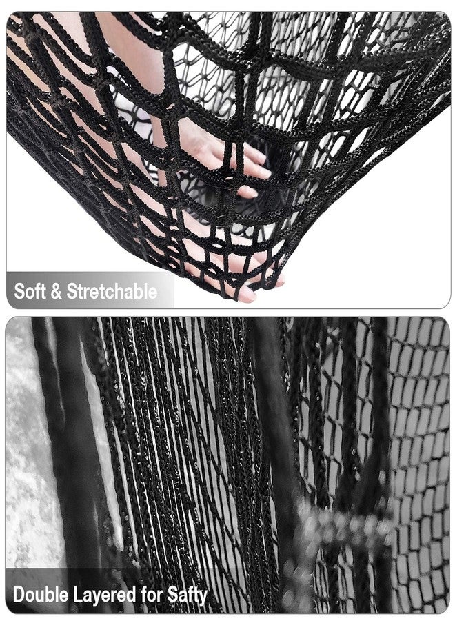 Jalunth Kids Playground Play Safety Net - Climbing Cargo Net Treehouse Accessories Outdoor Equipment Set Double Layers Heavy Duty Backyard Net Bridge for Tree House Tree Fort Back Yard (6.5' x 9.8') - Image 3