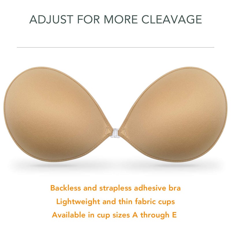 Wingslove Adhesive Bra Reusable Strapless Self Silicone Push-up Invisible Sticky Bras for Backless Dress (Beige,B) - Image 2