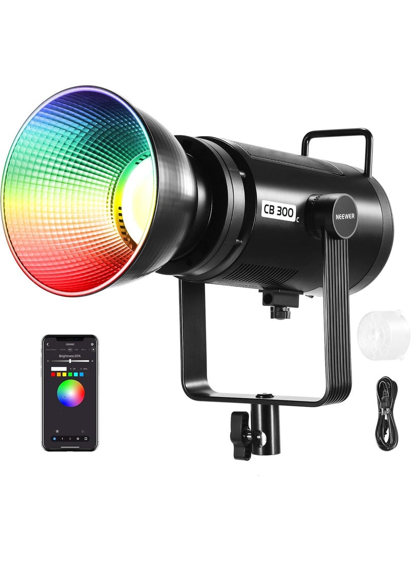 نيوير نيور CB300C RGB LED مونولايت احترافي لإضاءة الفيديو في الاستوديو، إضاءة مستمرة عالية الطاقة، تحكم كامل بالألوان، تحكم عبر التطبيق، تركيب باونز للتصوير الفوتوغرافي والفيديو وصناعة المحتوى - Image 1