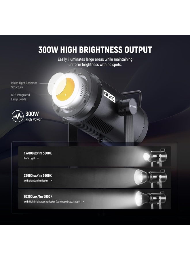 نيوير نيور CB300C RGB LED مونولايت احترافي لإضاءة الفيديو في الاستوديو، إضاءة مستمرة عالية الطاقة، تحكم كامل بالألوان، تحكم عبر التطبيق، تركيب باونز للتصوير الفوتوغرافي والفيديو وصناعة المحتوى - Image 3