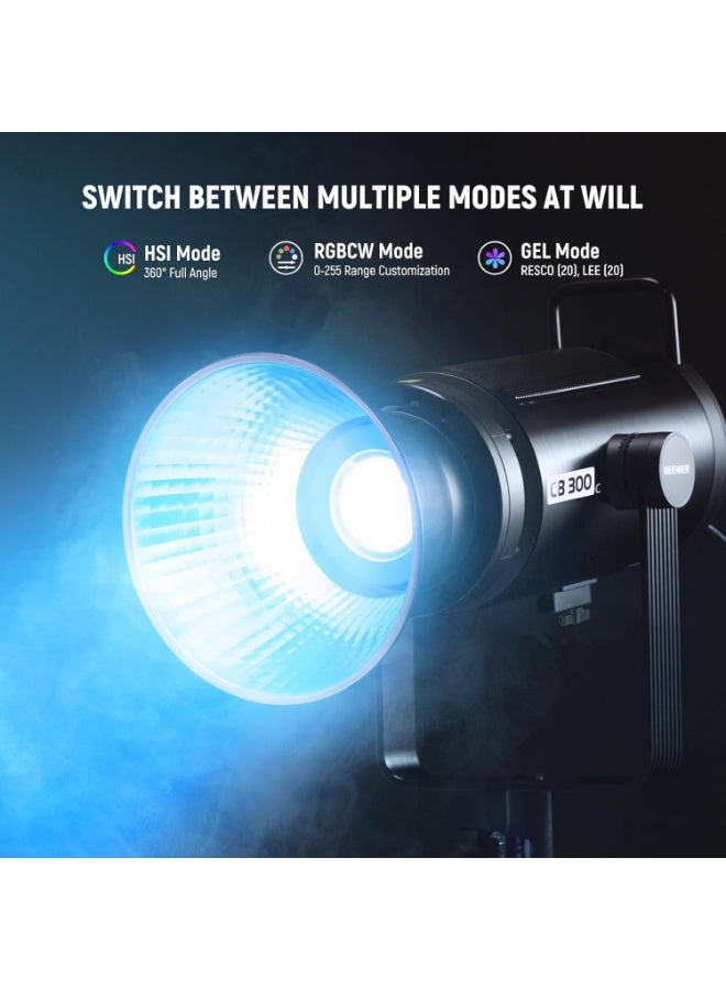 نيوير نيور CB300C RGB LED مونولايت احترافي لإضاءة الفيديو في الاستوديو، إضاءة مستمرة عالية الطاقة، تحكم كامل بالألوان، تحكم عبر التطبيق، تركيب باونز للتصوير الفوتوغرافي والفيديو وصناعة المحتوى - Image 5