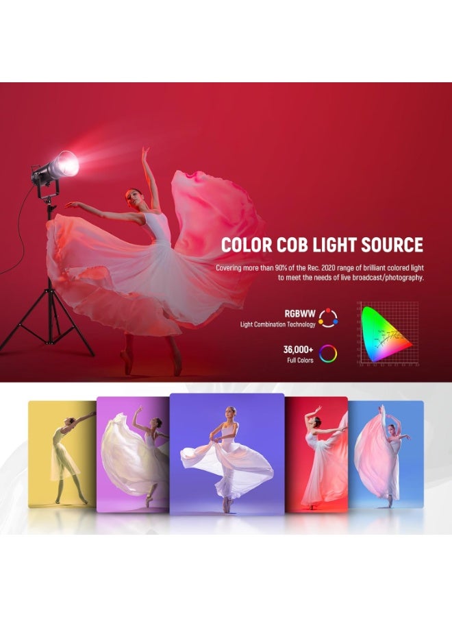 نيوير نيور CB300C RGB LED مونولايت احترافي لإضاءة الفيديو في الاستوديو، إضاءة مستمرة عالية الطاقة، تحكم كامل بالألوان، تحكم عبر التطبيق، تركيب باونز للتصوير الفوتوغرافي والفيديو وصناعة المحتوى - Image 2