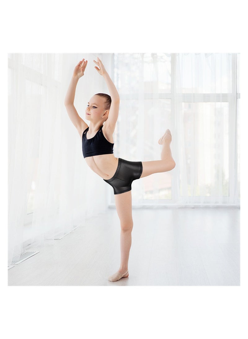 KASTWAVE Girls Dance Shorts, 2 Pcs Girls Breathable Gymnastics Shorts Glitter Ballet Dance Shorts Tumbling Athletic Metallic Girls' Athletic Shorts for Kid Girls - Image 2
