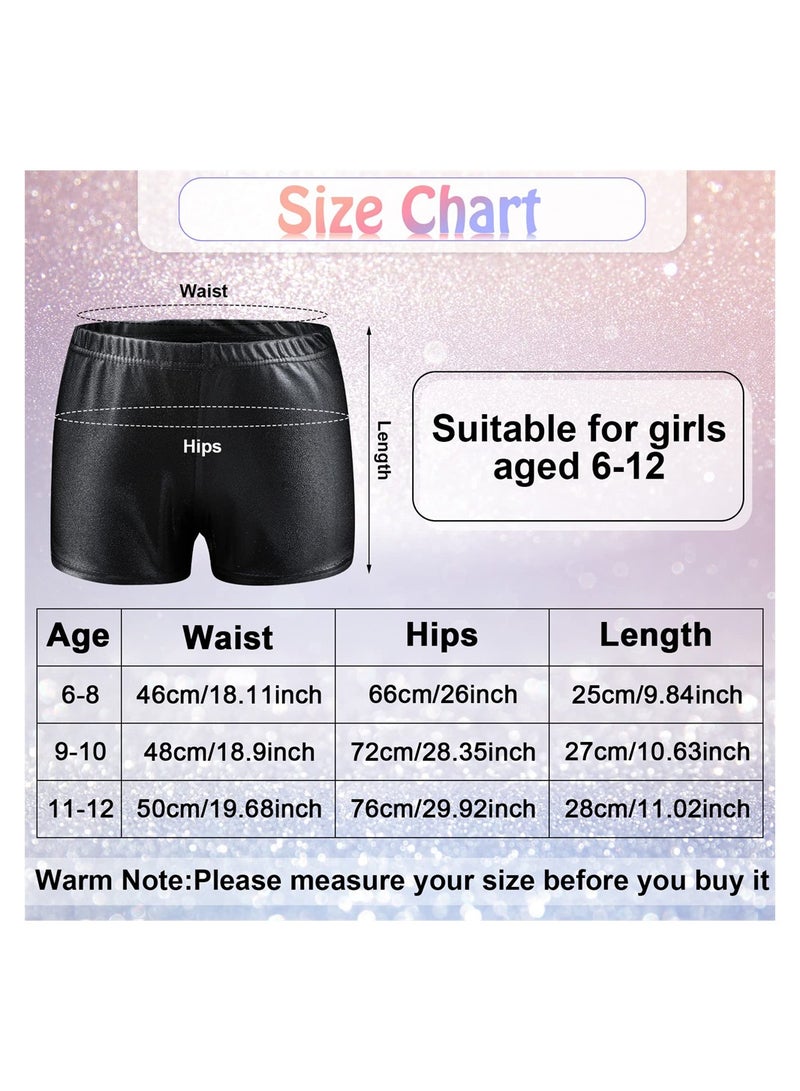 KASTWAVE Girls Dance Shorts, 2 Pcs Girls Breathable Gymnastics Shorts Glitter Ballet Dance Shorts Tumbling Athletic Metallic Girls' Athletic Shorts for Kid Girls - Image 4