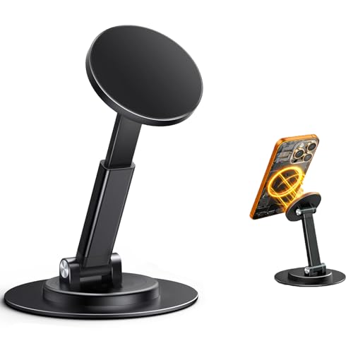 Mizi Magnetic Phone Stand for MagSafe - Adjustable Height & 360° Rotating iPhone Desk Holder Compatible with iPhone 17/16/15/14/13/12, Galaxy Series & MagSafe Cases – Black - Image 1